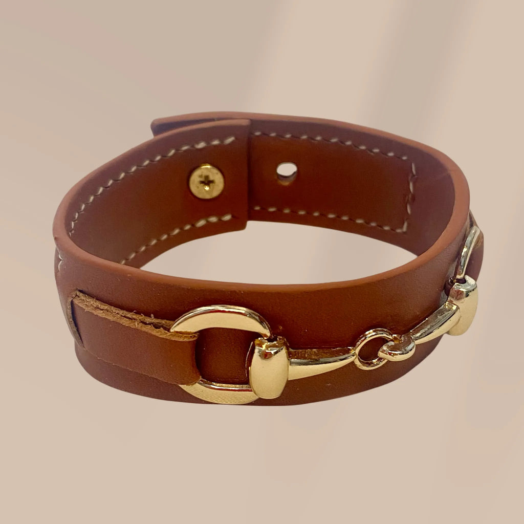 Bracelet Valkyrie artisanal cuir naturel – accessoire équestre fait main France | Constel'Hope