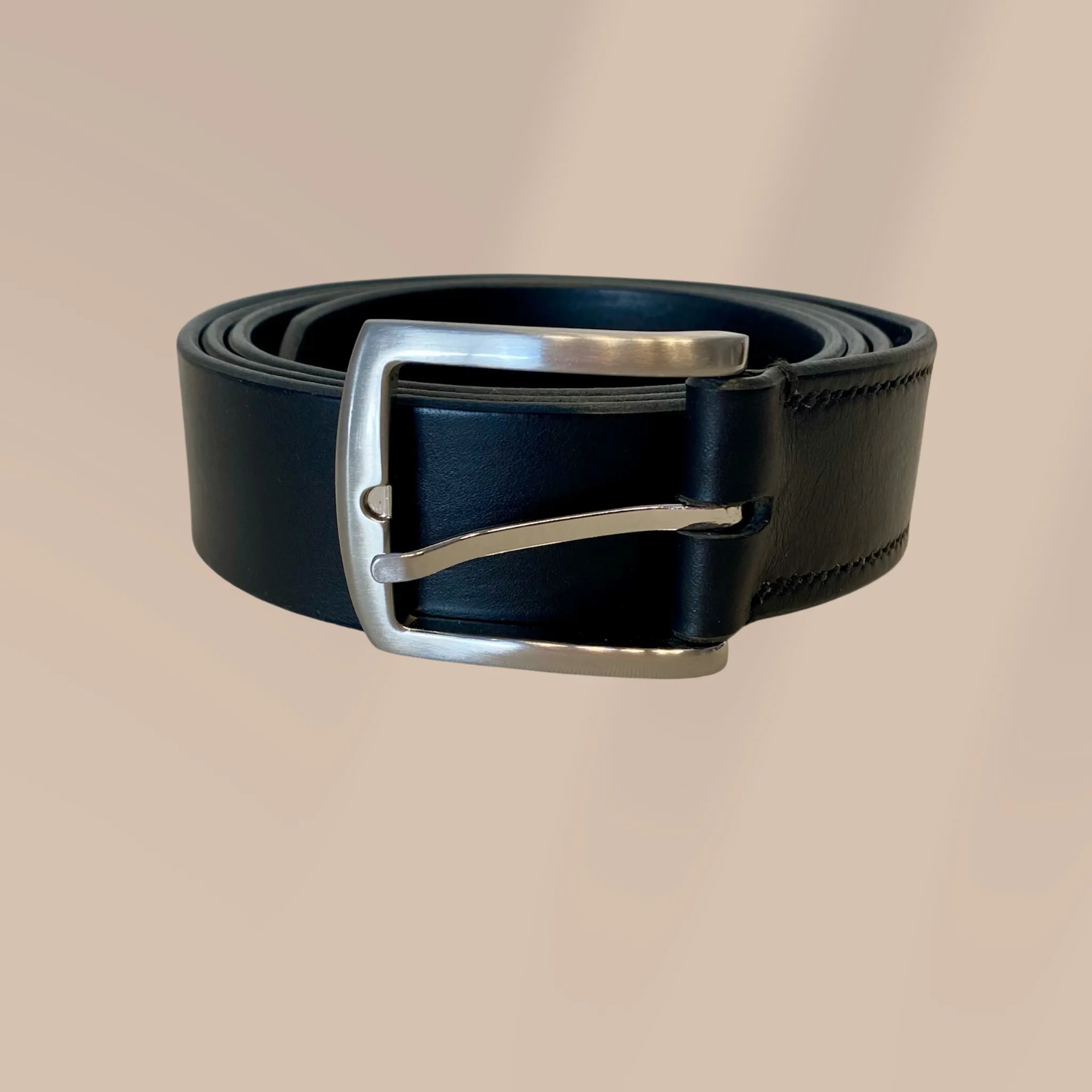 Ceinture Cronos cuir pleine fleur noir – couture sellier fait main | Constel'Hope